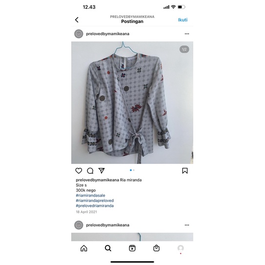 preloved baju ria miranda size S