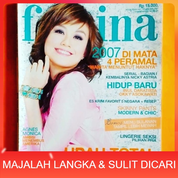 Majalah FEMINA No.1 Jan 2007 Cover AGNES MONICA Langka