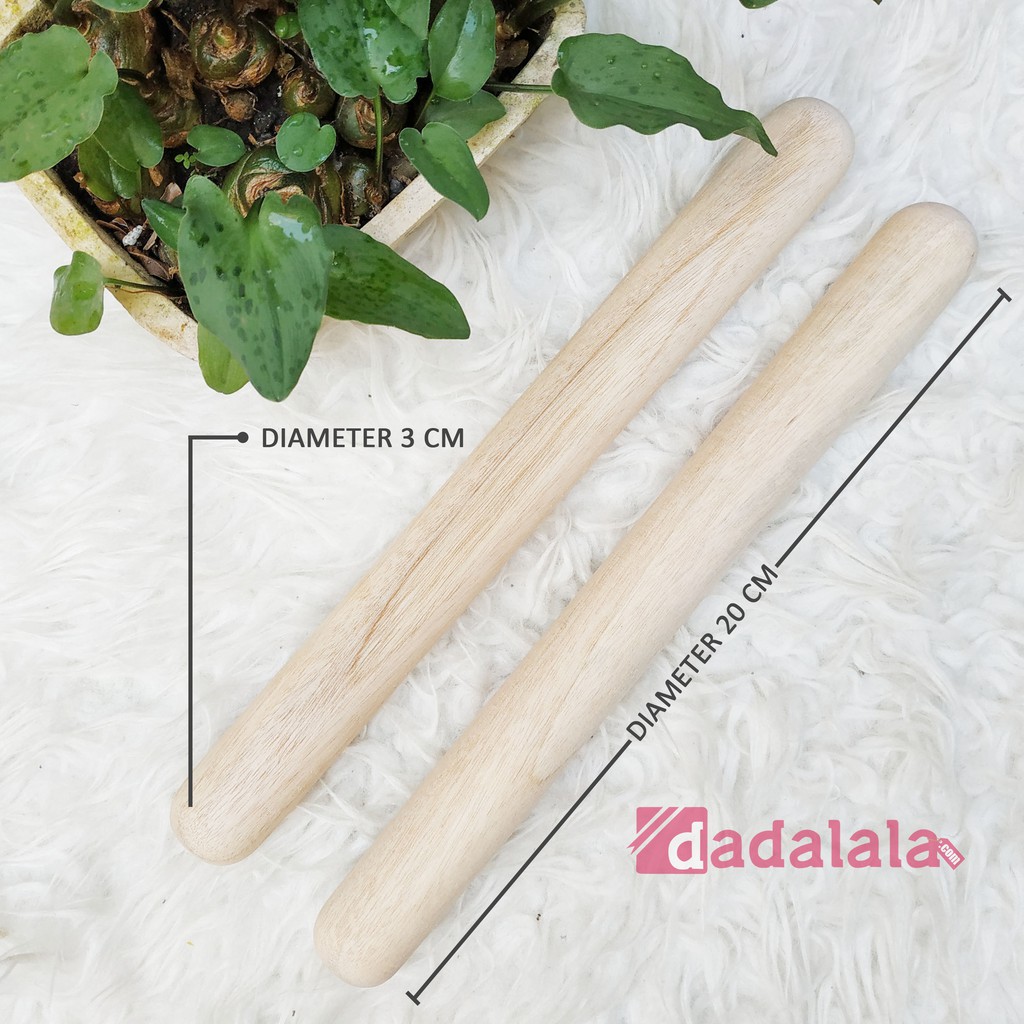 DADALALA Rolling Pin Adonan Kue Model Stick Ukuran Kecil 20 Cm Bahan Kayu Mahoni