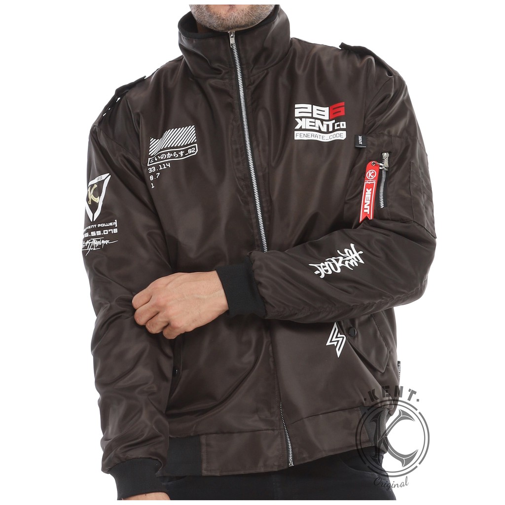 Kent Jaket Pria Bomber Pilot Word Brown