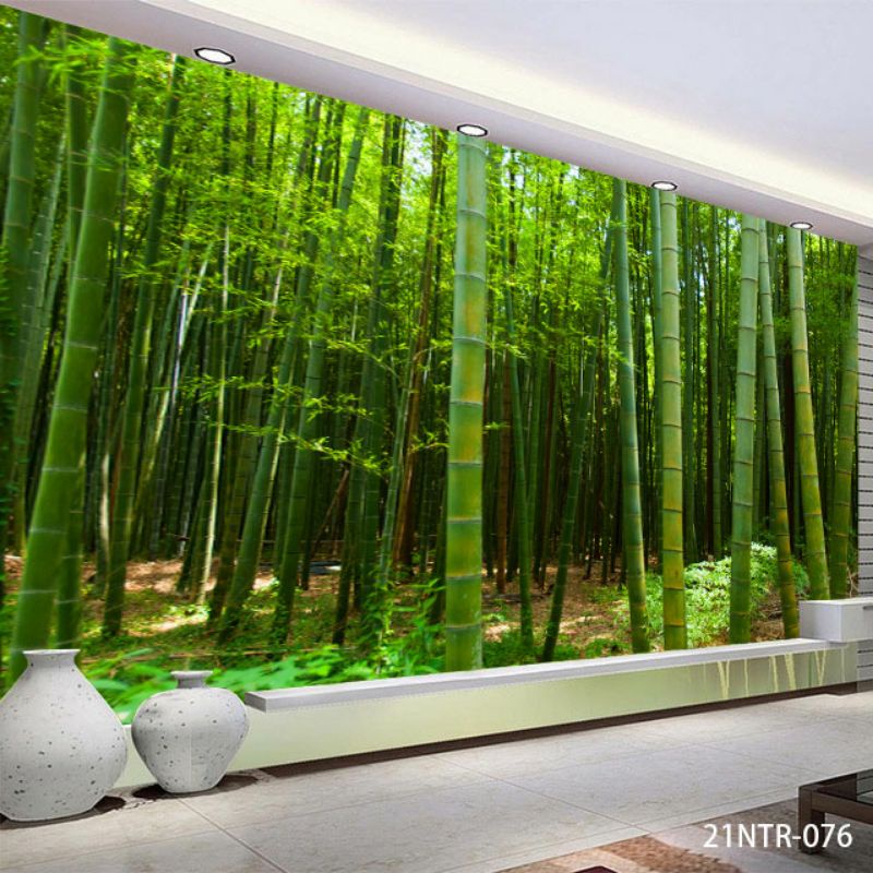 Wallpaper Dinding 3D Custom Pohon Bambu Hijau (21NTR-076)