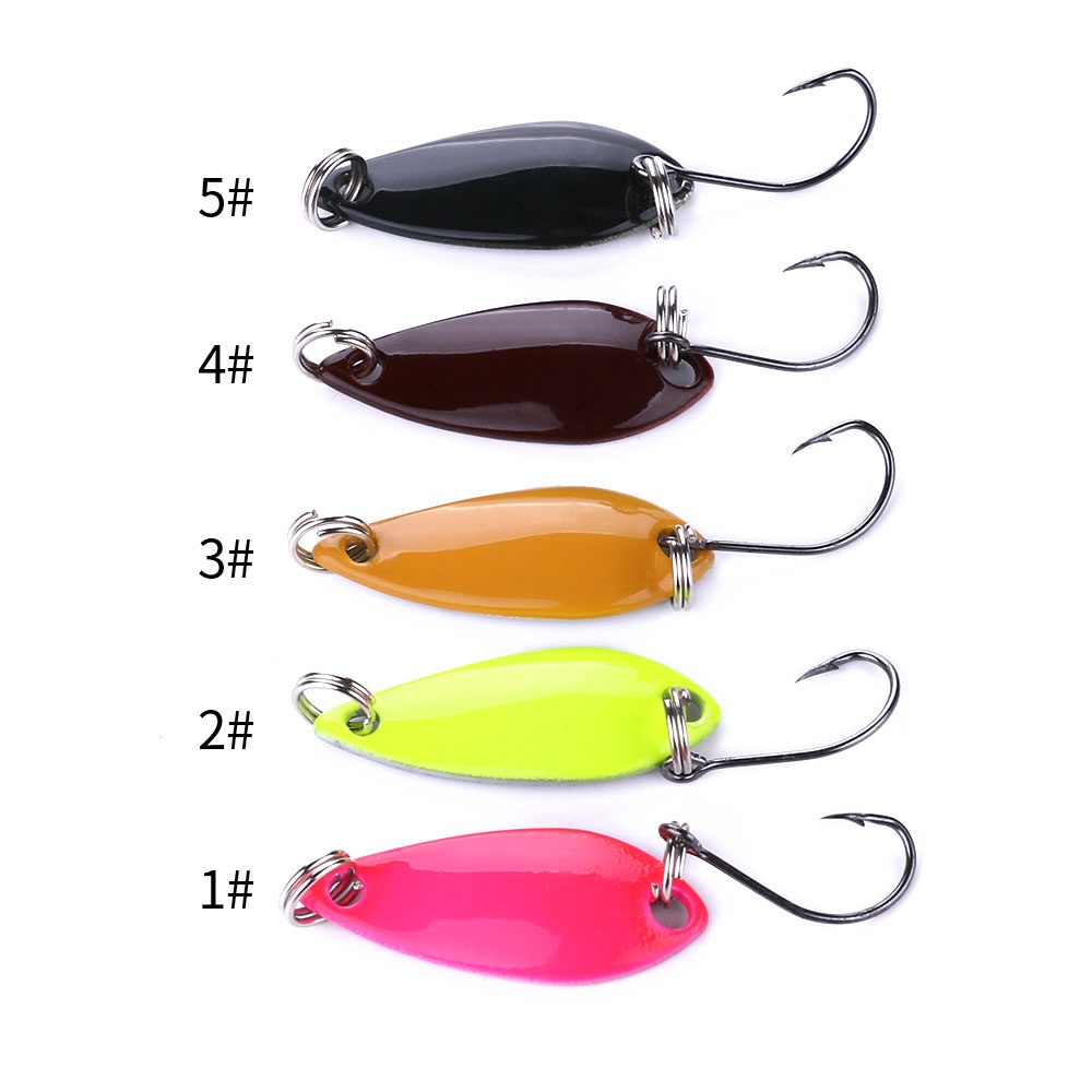 HENGJIA 5PCS/Pack Spoon Trolling Fishing Lures 3cm 2.6g Metal Spinner Baits Micro Artificial Bait