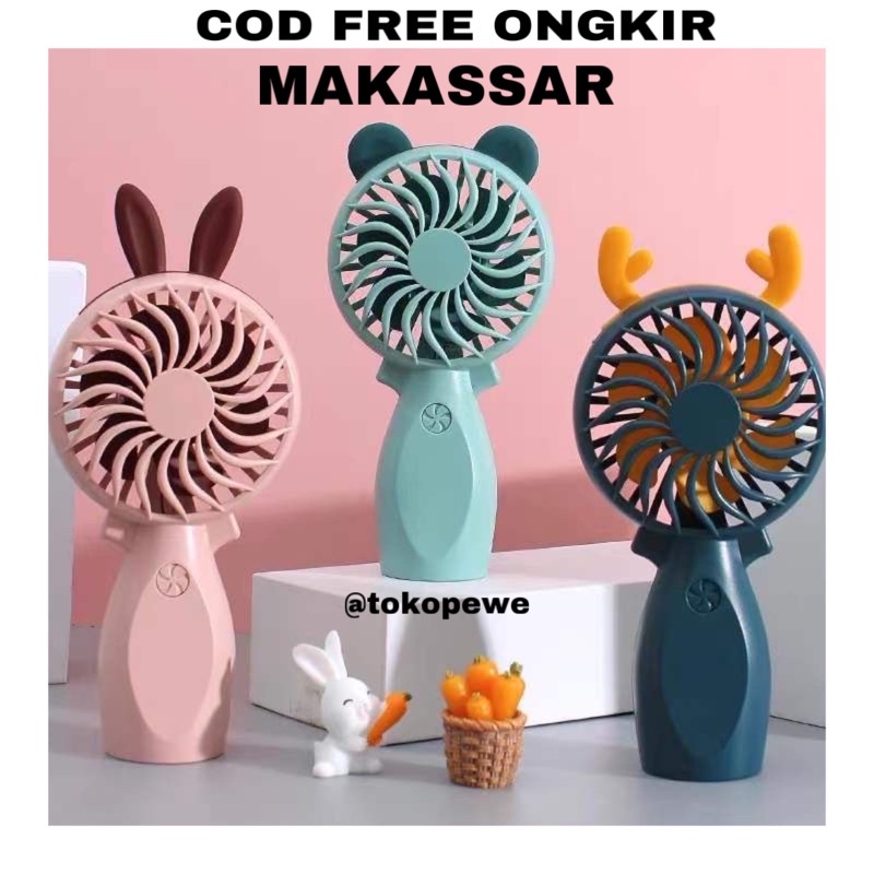 KIPAS MINI KARAKTER KARTUN CHARGER / KIPAS MINI TELINGA LUCU UNIK / KIPAS MINI FAN