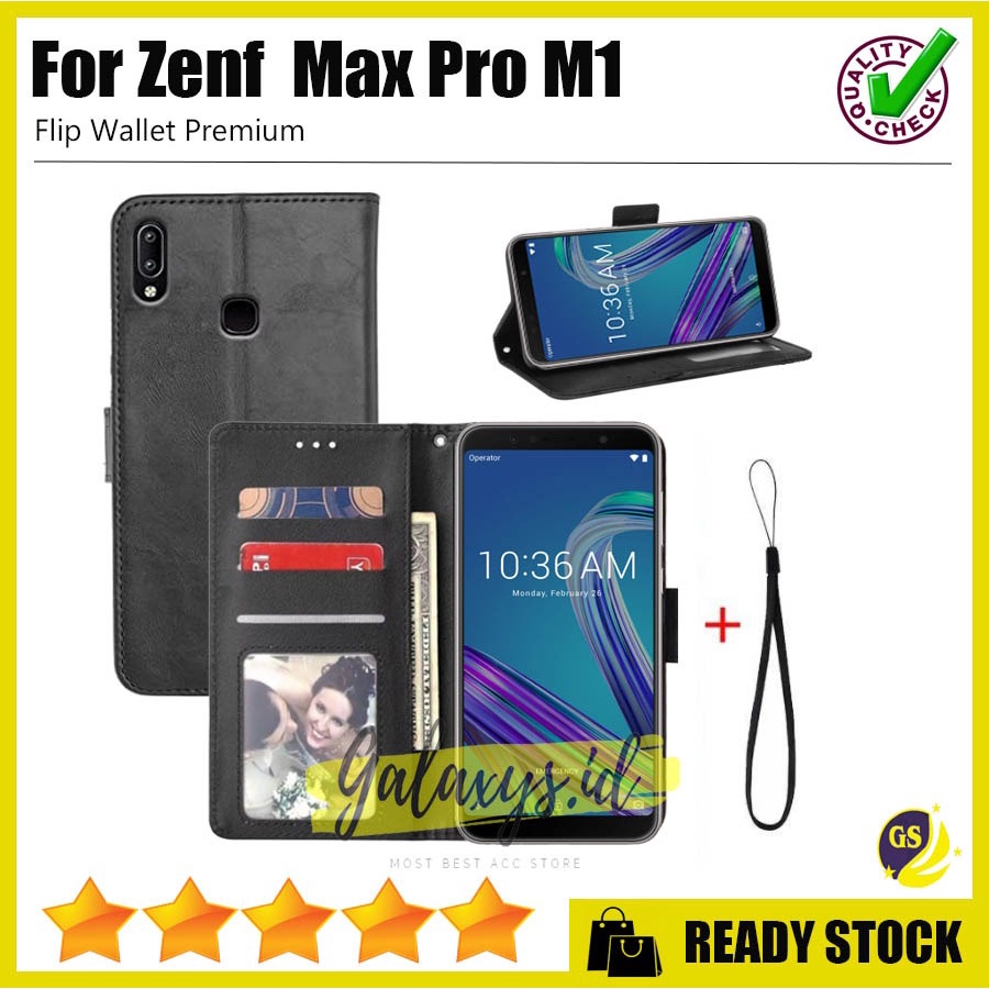 LEATHER FLIP COVER WALLET ASUS ZENFONE MAX PRO M1 / ZENFONE MAX PRO M2  KULIT DOMPET CASE CASING