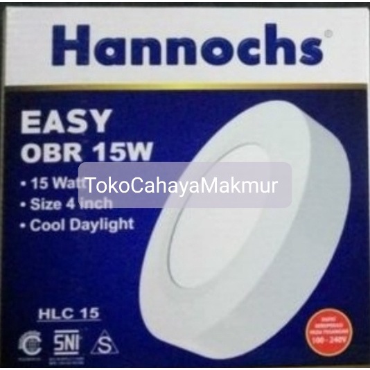 Lampu LED Downlight Hannochs Easy Outbow OBR Round Bulat 15w 15watt CoolDayLight