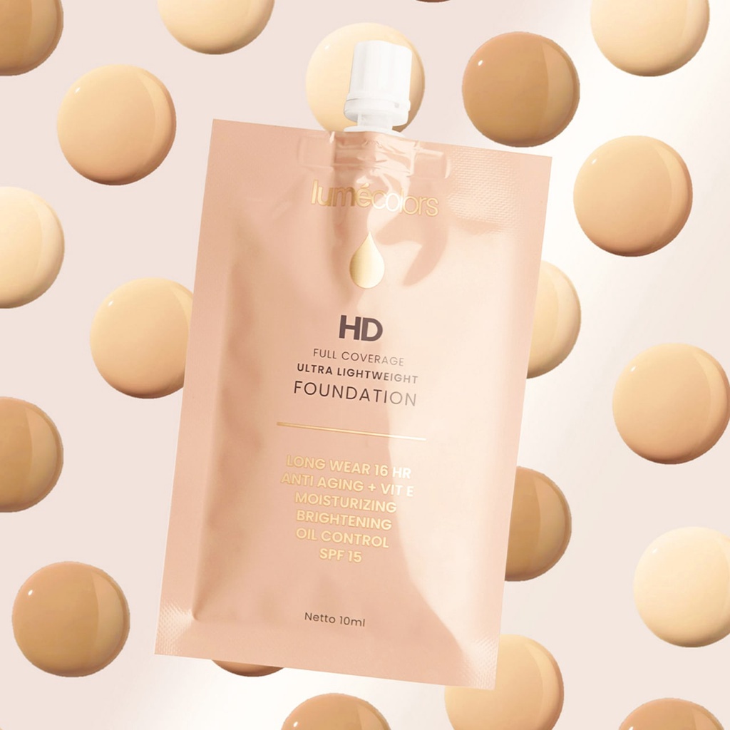 SACHET  10ML LUMECOLORS  FOUNDATION  FULL COVERAGE ULTRA LIGHT WEIGHT BEST QUALITY