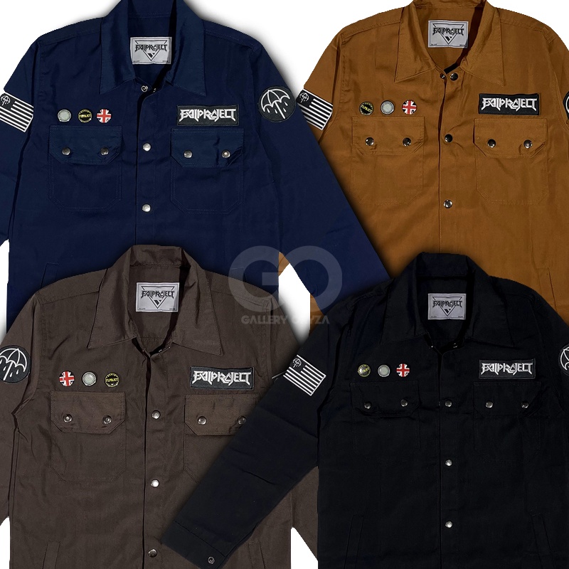 KAMEJA SEMI PARKA - KEMEJA BORDIR LENGAN PANJANG COWOK MURAH - KEMEJA BAND ORGINAL DISTRO BANDUNG - 