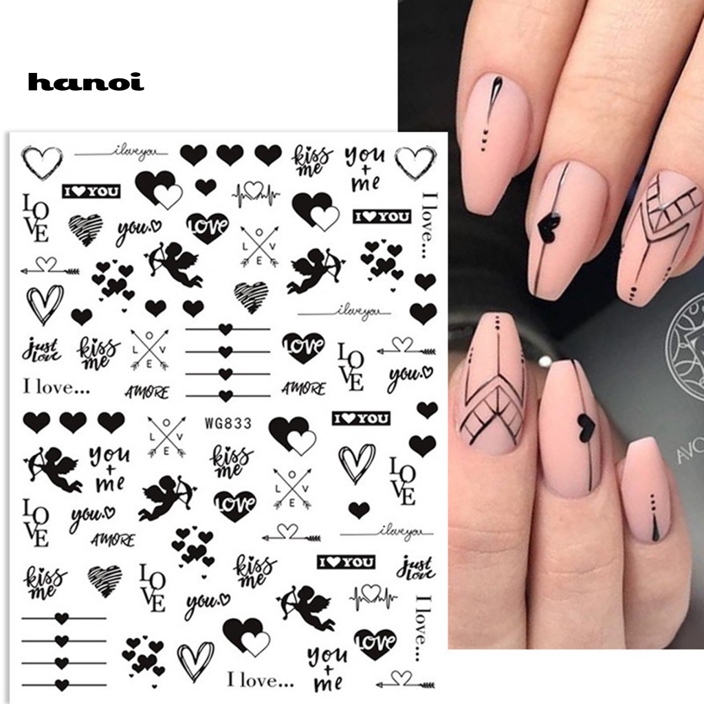 Han Stiker Kuku Foil Motif Hati / Valentine Untuk Nail Art