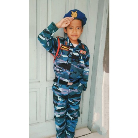 SERAGAM TNI AU LORENG ANAK / ANGKATAN UDARA LORENG ANAK / TNI ANGKATAN DARAT ANAK PET ATAU BARET/ BA
