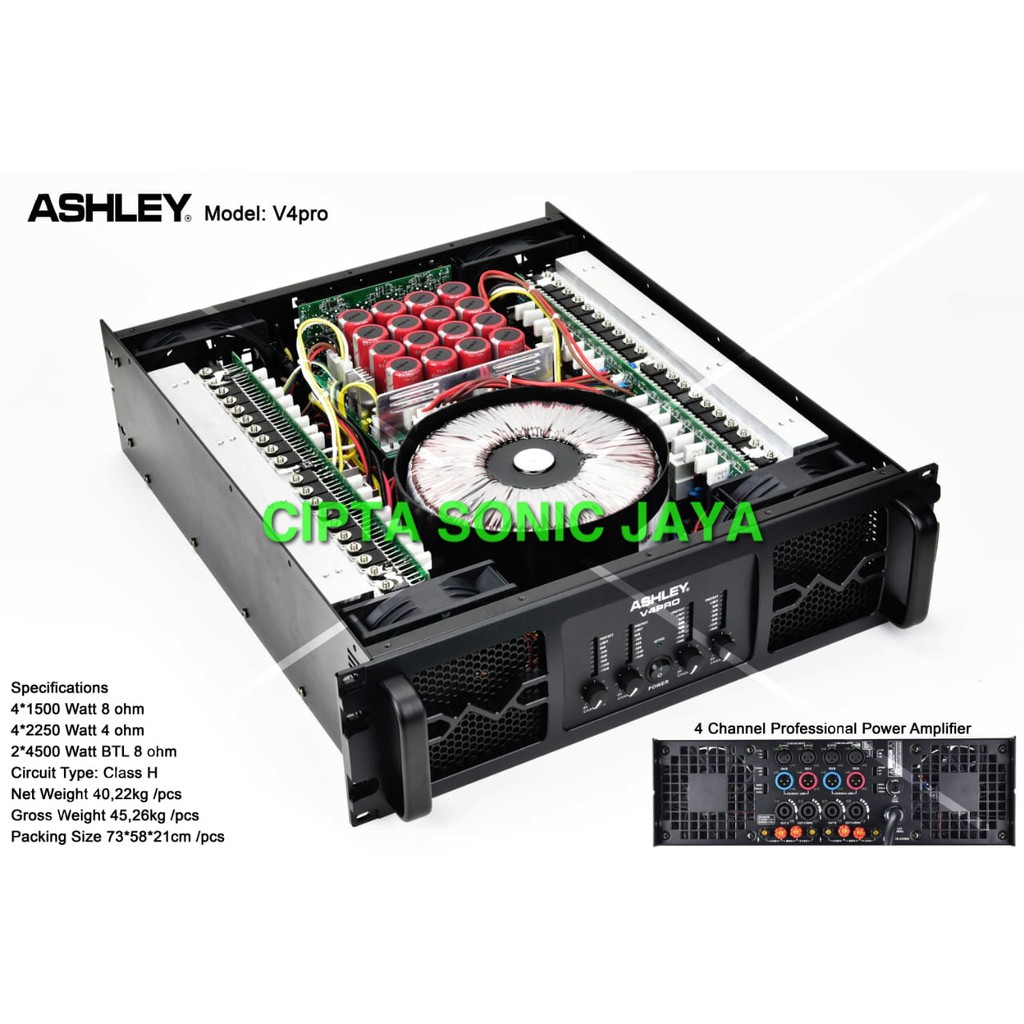 (PETI KAYU) Power AMPLIFIER Ashley V4pro . V4 Pro