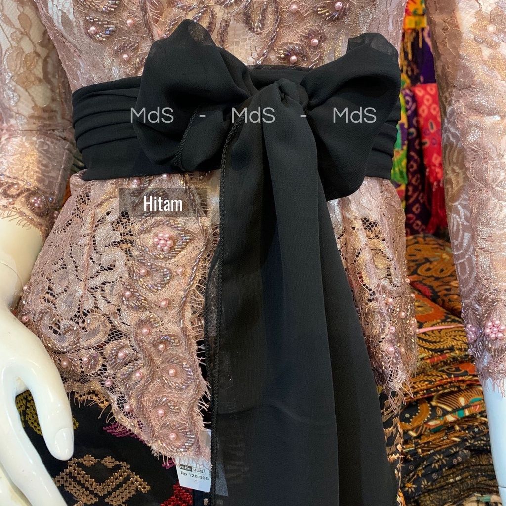 Selendang Crep Bali Panjang 2,5 Meter-Hitam