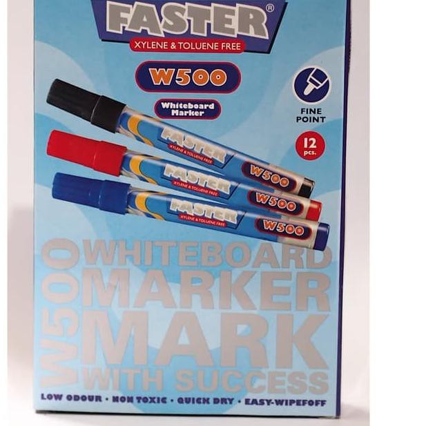 

COD>> Faster W500 Whiteboard Marker isi 12pcs- Black, Blue & Red MURAH