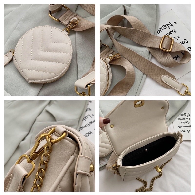 LADIESBAG - 2 IN 1 FREE POUCH TAS IMPORT SELEMPANG HANDBAG RANTAI WANITA CEWEK KONDANGAN KANTORAN