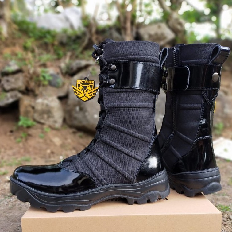 SEPATU PDL NINJA KILAP BROTRHER KULIT ASLI SEPATU PDL TNI POLRI SECURITY SATPAM SEPATU BOOTS PRIA