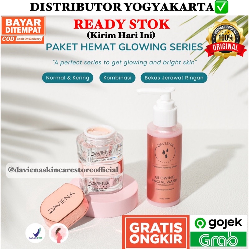 Ready stok paket hemat glow series Daviena Skincare | GLOW Daviena |Glowing Daviena|Acne Daviena |Go