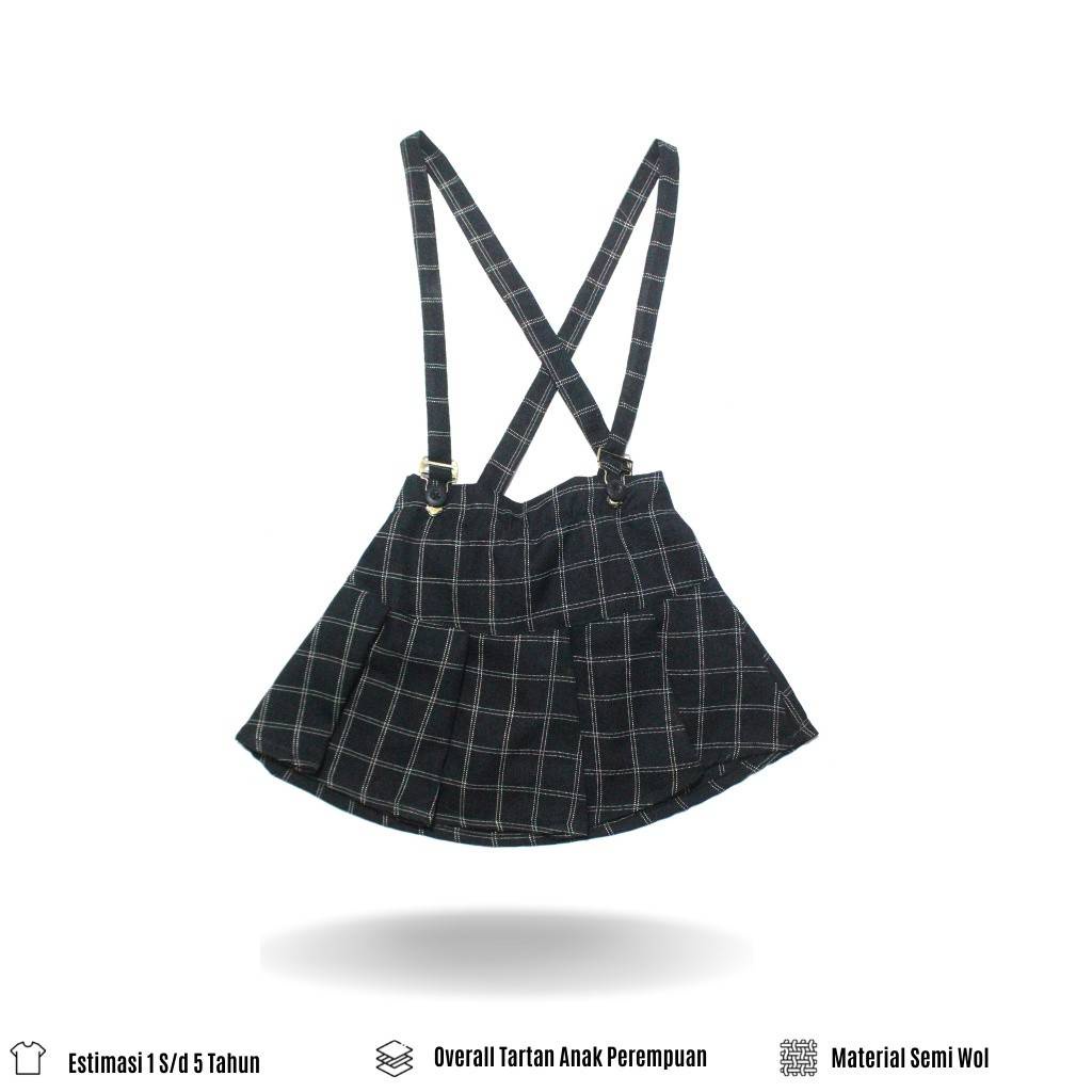 CHOCO - BJ170A usia 2-6 tahun rok suspender overall skirt tartan hitam abu grey black anak balita to