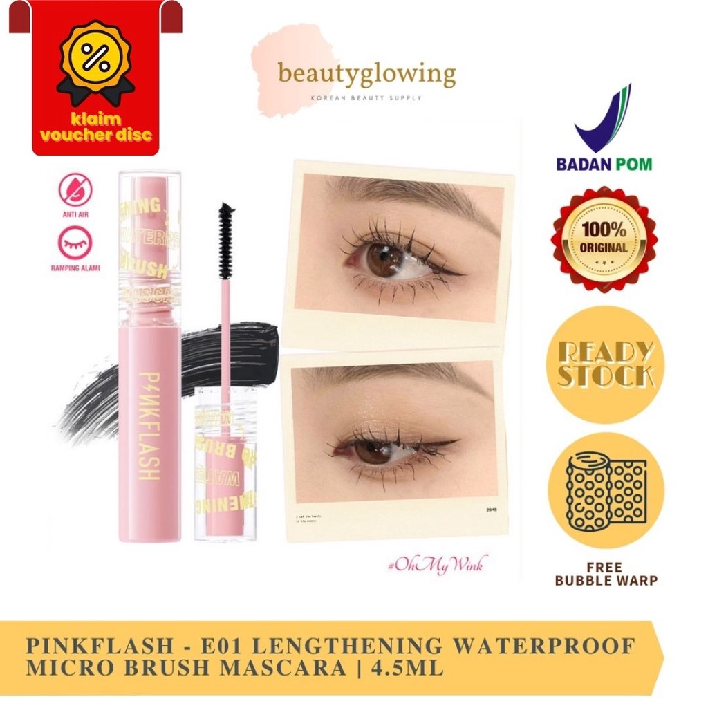 [BPOM] PINKFLASH E10 LENGTHENING WATERPROOF MICRO BRUSH MASCARA