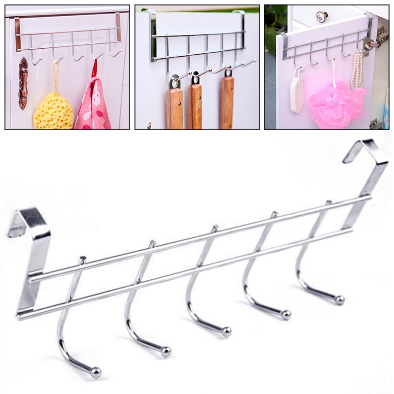 Hook Rack Rack Hooks Cupboard Door Coat Hat Hanging Decor Organizer Stainless Steel Hanger Shopee Indonesia