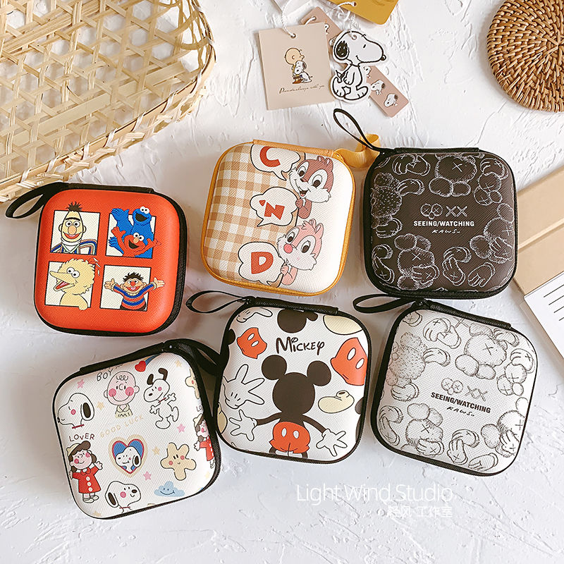 Headphone Storage Box Charging Cable Cute Cartoon Pattern Japanese And Korean Creative Design Dve8