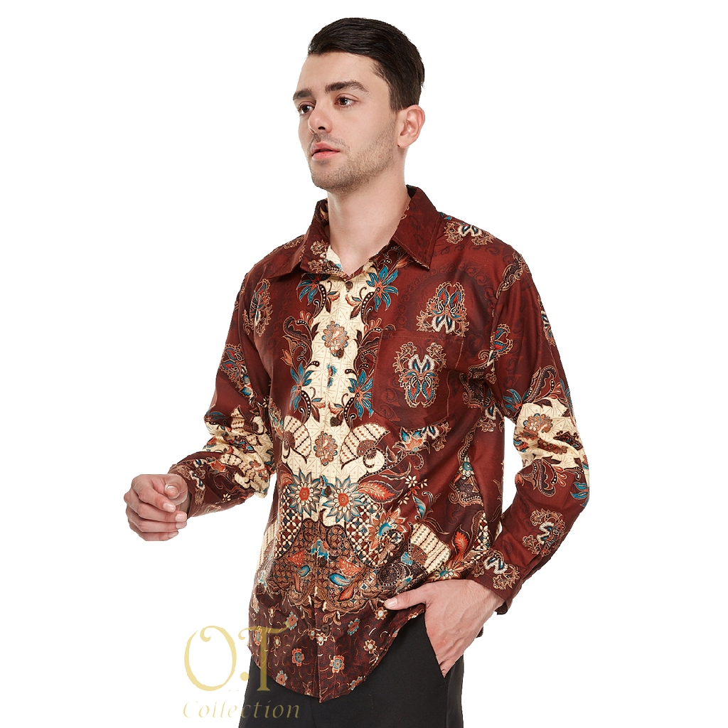 [batik pandawa OT] kemeja batik formal pria satin velvet gliter