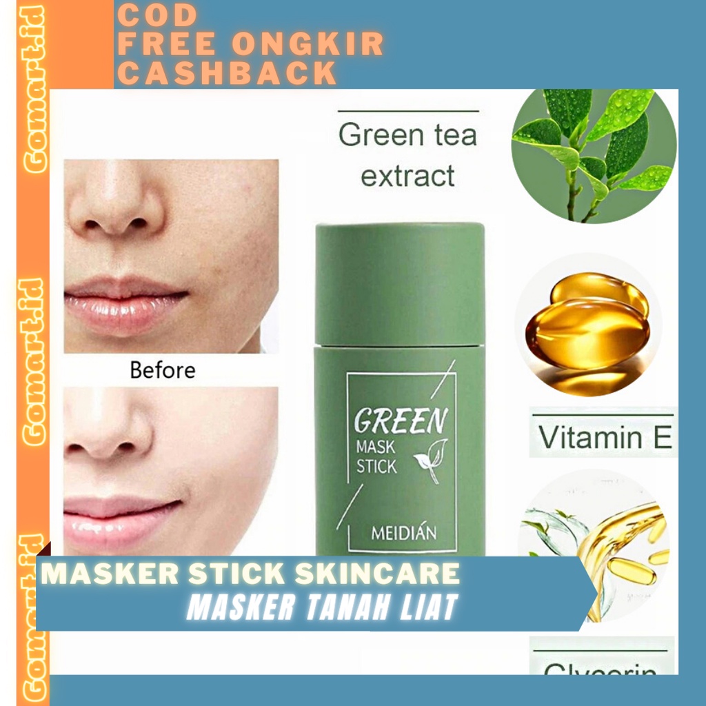 MEIDIAN Masker Stik Green Tea &amp; Terong - Green Stick Mask Meidian - Masker Tanah Liat - Kosmetik - Skincare
