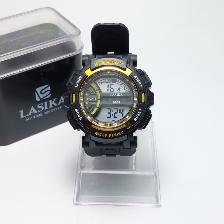 SALE Jam Tangan Hitam Bulat Strap Rubber Sporty Casual Water Resist 639 LASIKA