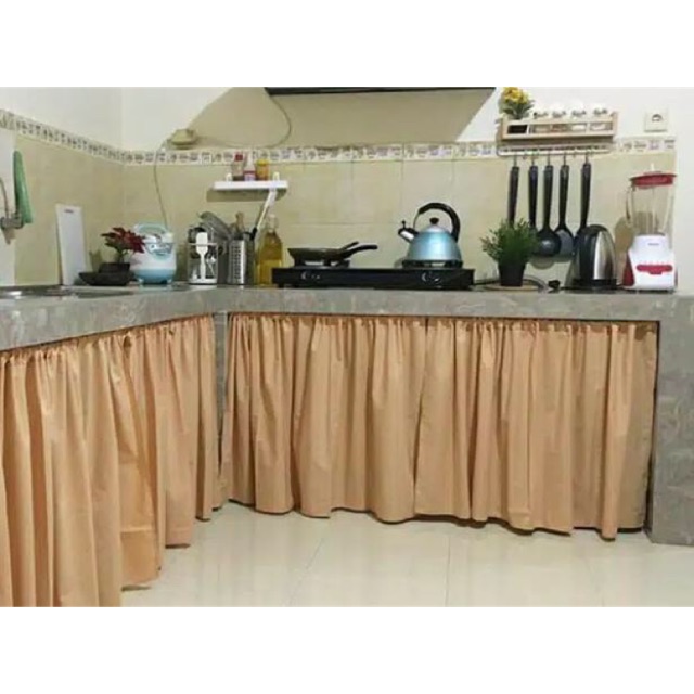 gorden kolong dapur coklat sedang