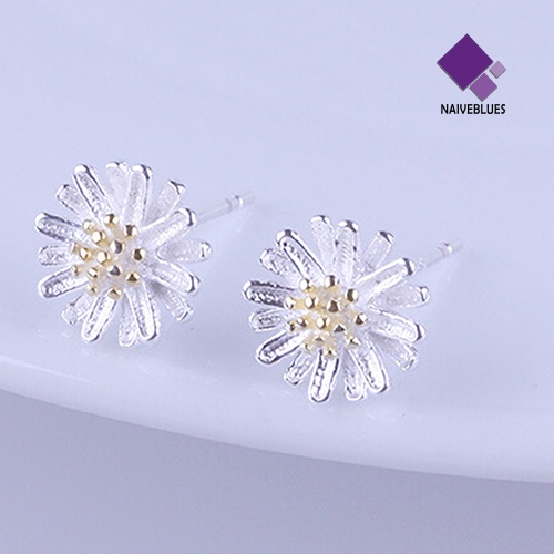 Anting Stud 925 Sterling Bentuk Bunga Matahari Daisy Untuk Wanita