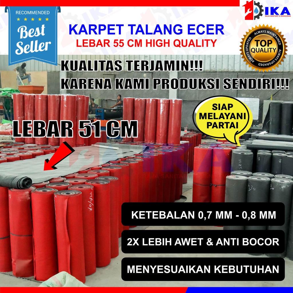 Karpet Talang Air 1 Meter 55 (Bersih 51cm) Merah Hitam Pabrikan READY !!