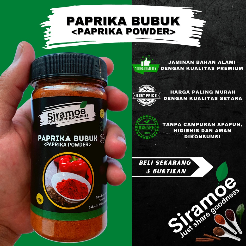 

Siramoe - Paprika Bubuk Powder Asli 95 gr Halus Murni Tanpa Campuran Kualitas Premium Bumbu Masak Dapur Herbal Jurus Sehat Rasulullah Jsr Rasa Rempah Nusantara