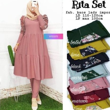 Rita set kaos lady import