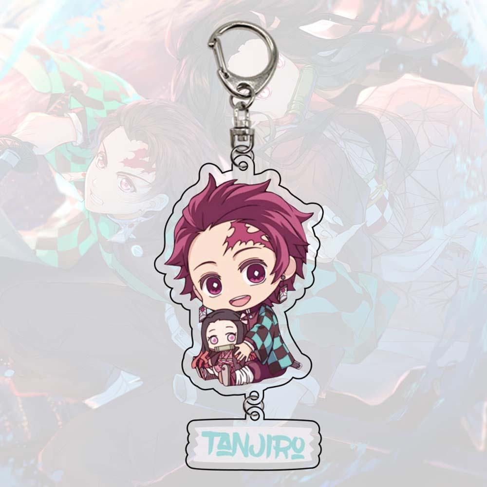 Lanfy Gantungan Kunci Kartun Keren Simple Wanita Kimetsu No Yaiba Tanjirou Kamado Demon Slayer Keyrings