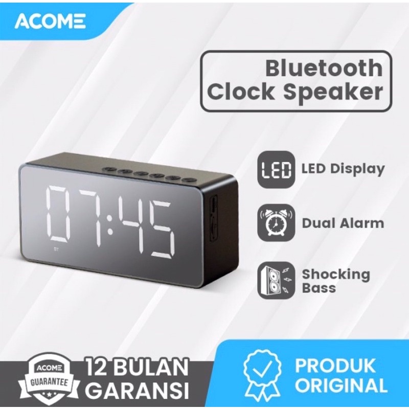 Jual Speaker Acome A Bluetooth Jam Alarm Led Shocking Bass Original Shopee Indonesia