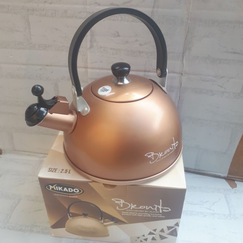 Promo COD Ceret teko siul bronita ukuran 2.5 Liter perebus air minum mikado maspion jawa warna gold brown emas lucu unik awet