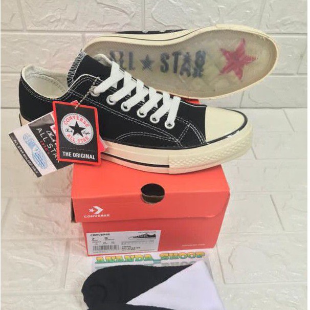 SEPATU SNEAKER CONVERSE ALLSTAR 70s OX BLACK WHITE SOL TRANSPARAN