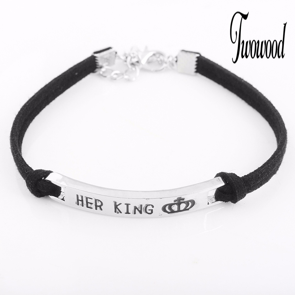 Gelang Pasangan Desain His Queen Her King Untuk Hadiah