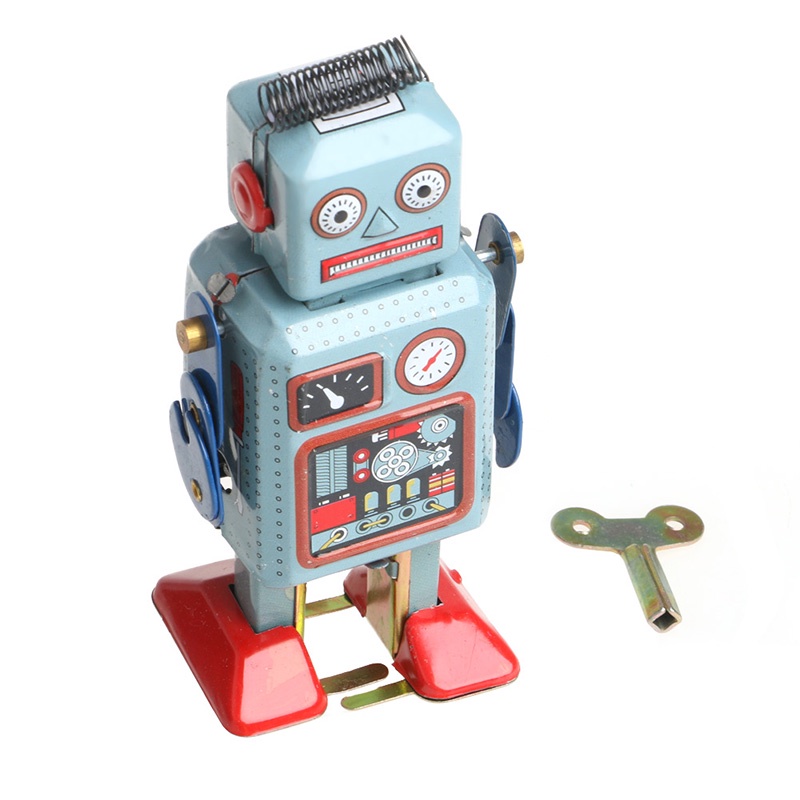 Mary Vintage Mekanik Clockwork Wind Up Walking Robot Tin Mainan Anak Hadiah Koleksi