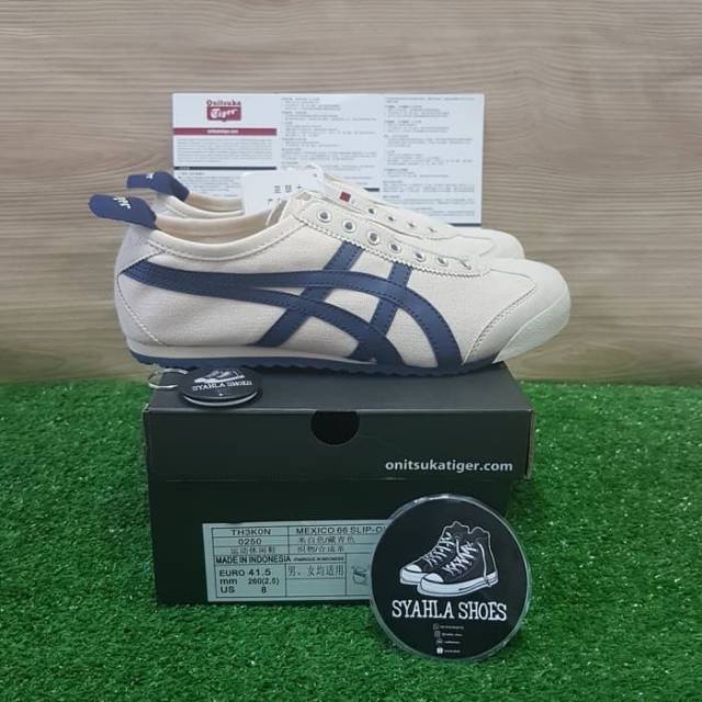 SEPATU ONITSUKA TIGER MEXICO 66 SLIP ON CREAM NAVY NAVY