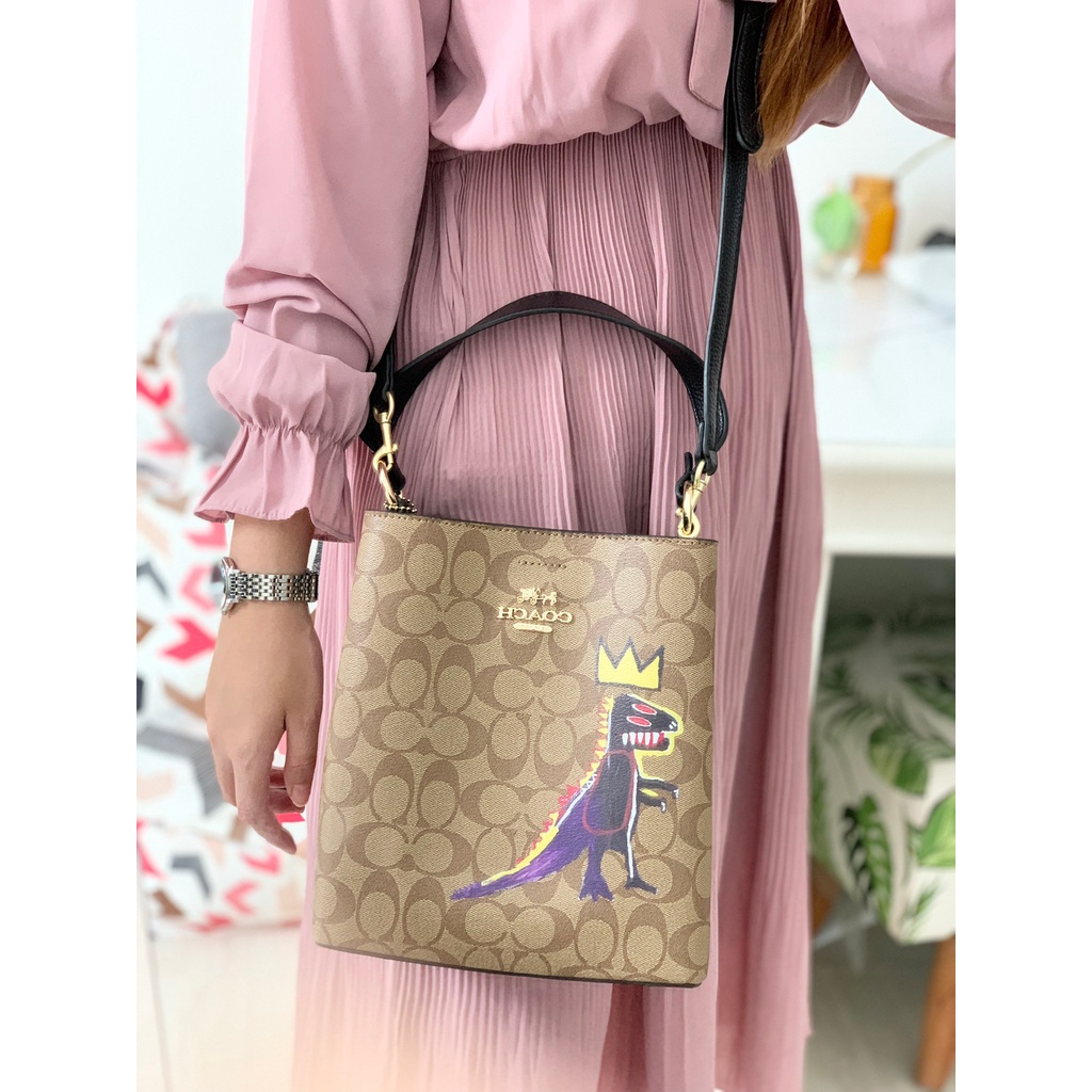 TAS SELEMPANG WANITA HC052 MOTIF DINOSAURUS DOODLE PREMIUM IMPORT