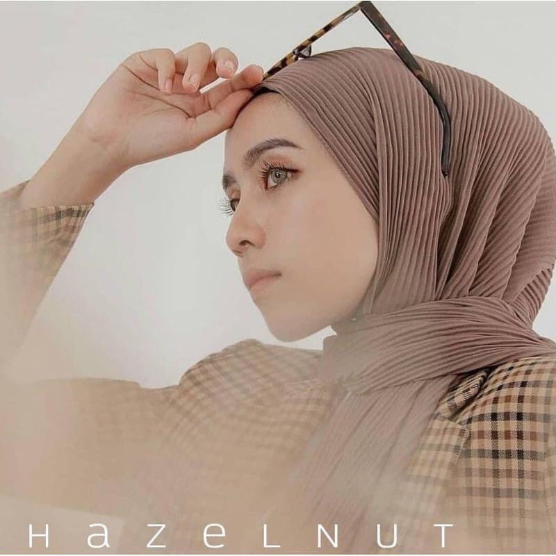 Pashmina plisket FULL ceruty armany (GROSIR) /Pashmina plisket ceruty bebydoll premium/hijab premium-hazelnute