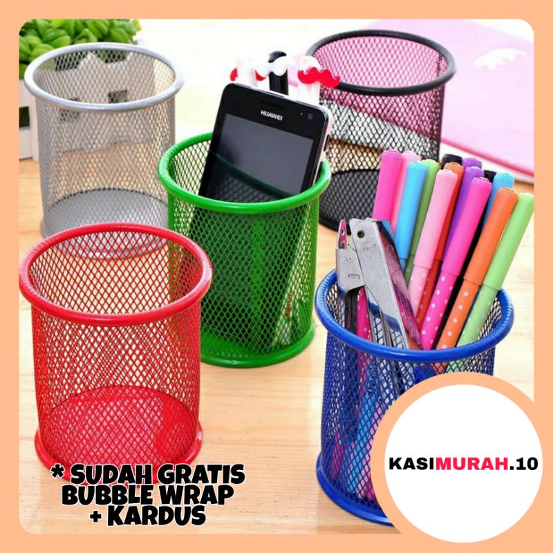

Kasimurah.10 | Tempat Pena Bulat / Tempat Pena Persegi / Alat Tulis Pensil Memo Holder Meja
