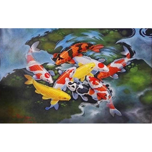 Lukisan ikan koi | Lukisan fengshui | Lukisan cantik | Lukisan indah | Lukisan Bali