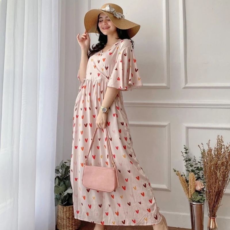 Dress Karen - Dress Kimono Rayon Premium Homey Dress Home wear Home Dress Import Busui Fashion Korean Style Midi Dress Kekinian