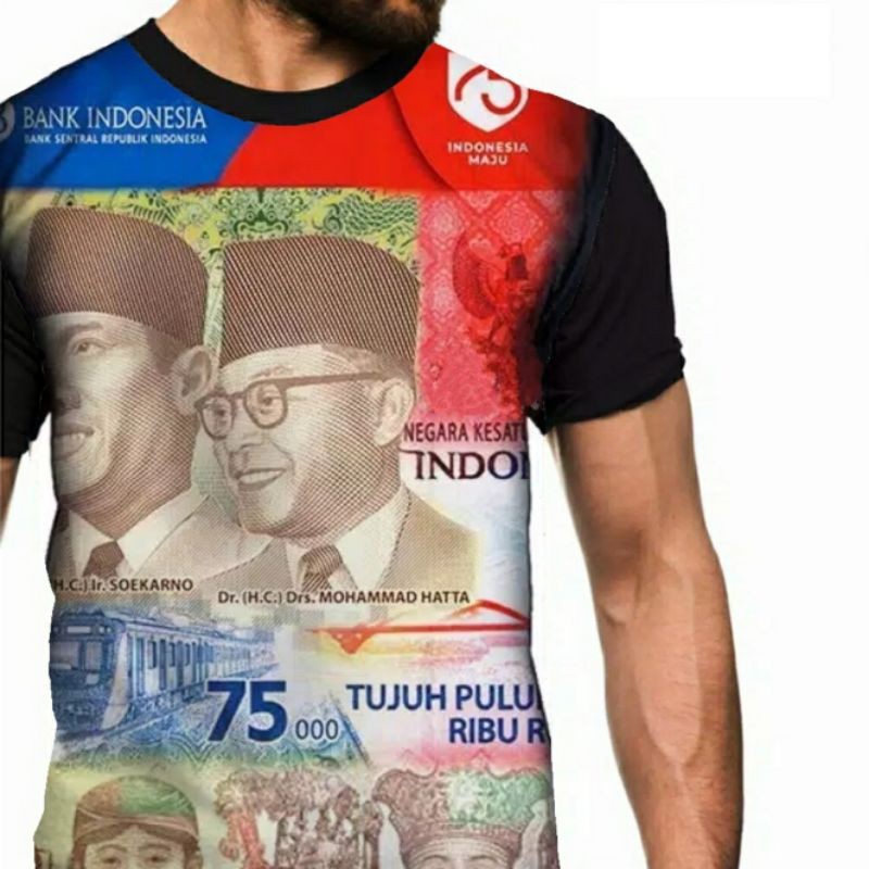 Kaos uang baru 75 ribu 75ribu anak cowok pria distro Bandung murah printing keren gaul ootd kekinian