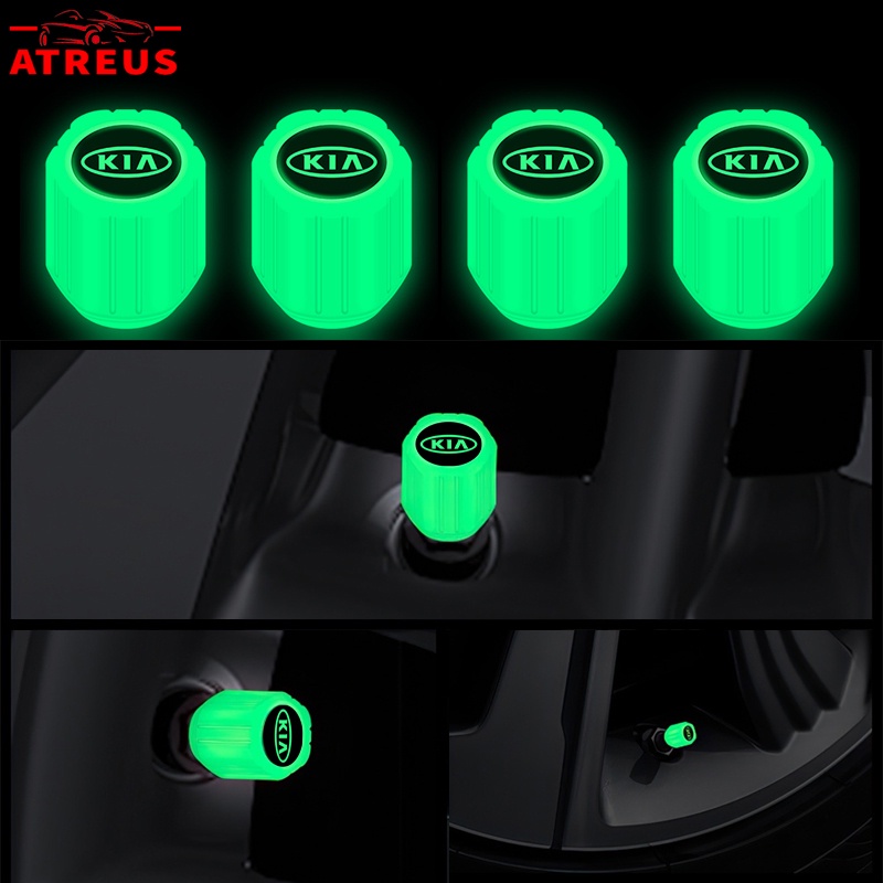 4pcs KIA Luminous Pentil Ban Tutup Pentil Ban Carnival Picanto Rio K5 K3 Cerato Sorento Sportage Aksesoris Mobil Motor Sepeda