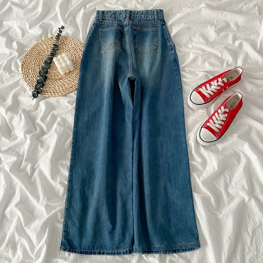 denim korean highwaist kulot celana jens wanita loose/Cocok untuk pinggul besar, cocok untuk paha