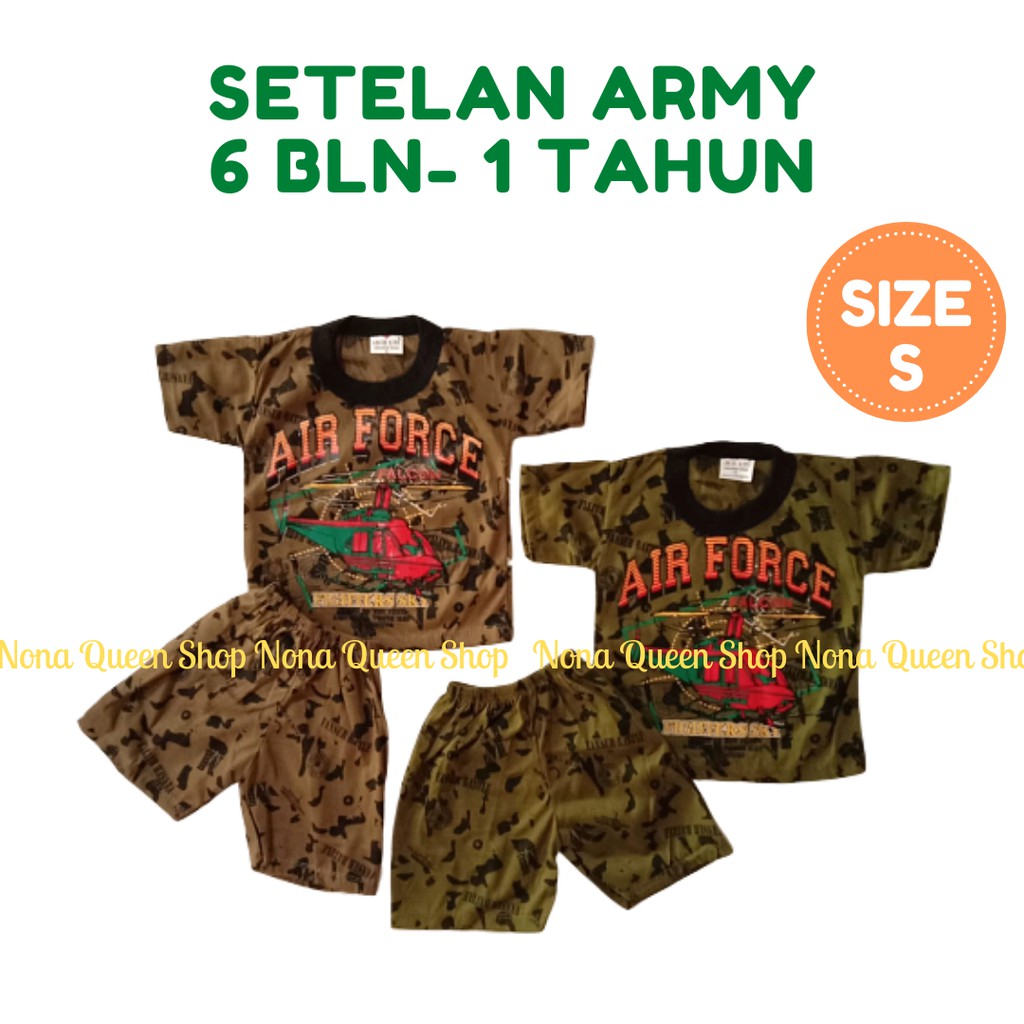 Setelan baju army Air Force/baju doreng anak/baju army baju abri size S Lengan Pendek