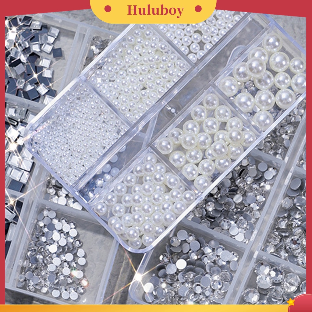 Huluboy Huluboy♡ 6 Grids / Box Berlian Imitasi Warna-Warni Gaya Jepang Untuk Dekorasi Nail Art 3D