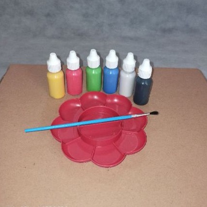 

MilL Cat lukis/akrilik/ 6 warna botol tetes 20ml palet dan kuas