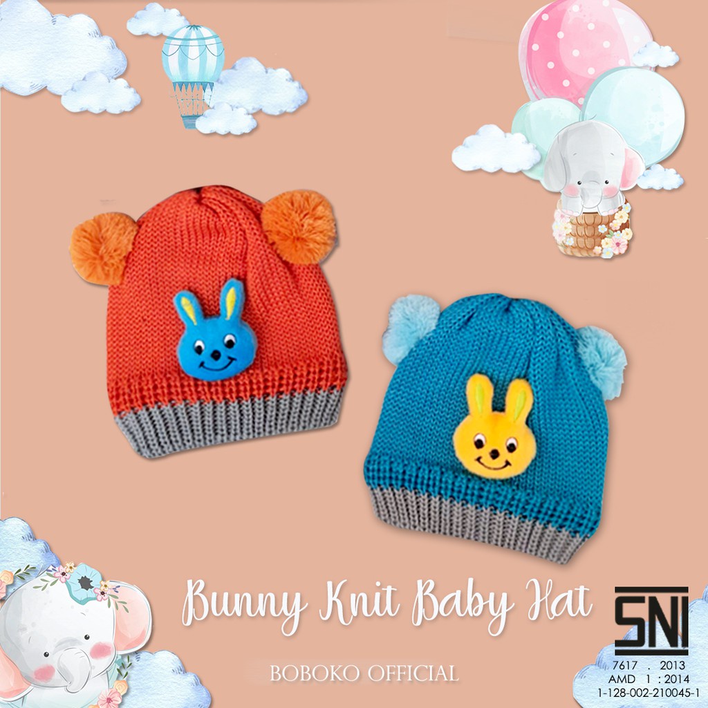 BOBOKO Topi Anak dan Bayi Murah Rajut Kelinci 0-24 bulan unisex